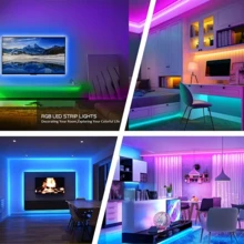 Tiras de luces LED RGB de 3‑100 pies, control remoto de 44 teclas, 6 modos DIY, brillo regulable, recortables, fáciles de instalar, luces decorativas de cambio de color para decoración de habitación, decoración de pared, decoración del hogar, fiesta, estantería - 3535RGB - Ver 8