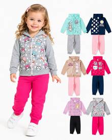 6-Piece Children's Fleece Set For Girls (Ages 1-16) - Winter - 3 Jackets + 3 Pants - Comfortable Girls' Clothing - Immediate Shipping - Zippered Sweatshirts - Nhiều màu - Xem 10