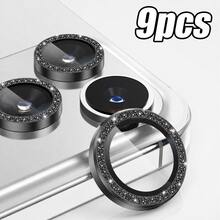 CASECOPS 9片裝黑色閃亮環狀相機鏡頭保護貼，含安裝套件。適用於 iPhone 17 Pro Max/17 Pro/17 Air/17e/17, 16 Pro Max/16 Pro/16 Plus/16e/16, 15 Pro Max/15 Pro/15 Plus/15, 14/13/12/11 及其他機型。採用 AR 高品質 9H 硬度鋼化玻璃，搭配鋼化玻璃金屬環，高清晰度、防摔、防油、防刮、防指紋、防塵、全覆蓋、無氣泡 - 9件 - 查看 31