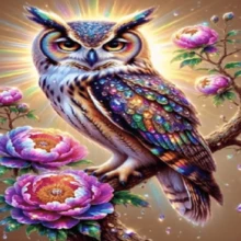 1件套5D全钻钻石画套装,尺寸30x40厘米 - 彩色猫头鹰与牡丹花,DIY圆形水钻刺绣艺术品,适用于家居墙面装饰 - 圓鑽 - 查看 10