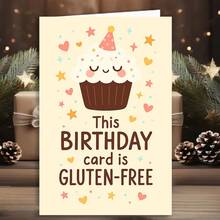 1Pc Cute Gluten Free Birthday Card With Cupcake And Celiac Disease Friendly Design - Soft Colors, Hearts, And Confetti, Suitable For Those With Celiac Disease/Gluten Intolerance - Perfect For Friends, Family, And Colleagues - Celiac Disease Awareness Gift, Birthday Party Invitation, Fun And Healthy Questions, With Playful Cupcake And Heart Patterns, Suitable For Special Occasions, Comes With A Matching Envelope For Easy Mailing - View 7