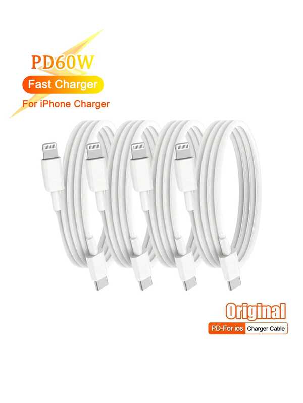1/2/3/4条装 60W PD 快充线 – Lightning 数据线，适用于 17/16/15/14/13/12/11 Pro Max/Pro/Mini、8 Plus、X、XR、XS。耐用的 USB-C 数据线支持快速充电和数据同步，是游戏和耳机配件的理想之选。