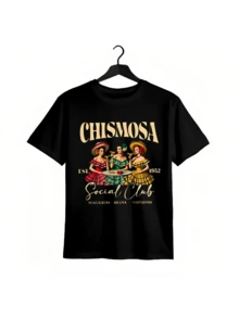 Chismosa Social Club T-Shirt, Latina Chisme T-Shirt, Mexican Gift, Retro Mexican Margarita Coffee, Funny Latino T-Shirt, Hispanic, Mexican Woman - 黑色 - 查看 1