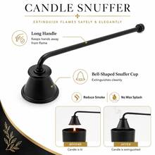 Candle Extinguisher With Long Handle, Suitable For Jar, Pillar And Taper Candles, Home, Wedding, Table Decor, Gift For Candle Lovers, Black - Black 1 - View 6