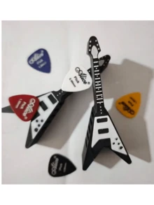 1pc Guitar Shaped Guitar Pick Storage Box, Durable Guitar Pick Display Holder, Music Accessory, Perfect Gift For Guitar Enthusiasts And Musicians - Multicolor - View 6