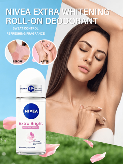  Nivea Whitening Roll-On Deodorant, Effective Sweat Control And Odor Elimination, Long-Lasting Freshness, 48-Hour Protection, 360° Roll-On Design, Smooth Application, Gentle And Non-Irritating, Infused With Natural Botanical Ingredients, Licorice Extract + Pearl Essence, Enriched With Avocado Oil Extract And Vitamin C Extract, Suitable For Active Individuals, Office Workers, Fitness Enthusiasts, All Skin Types, Applicable For Daily Use, Special Occasions, Travel And Outdoor Activities.