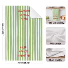 2pcs Minimalist Striped Italian Blessing Text Pattern Kitchen Towels, 40*60cm Soft Microfiber Material Tea Towels, Suitable For Home Kitchen Restaurant Outdoor Camping Tabletop Cleaning Dishcloth Hand Towel Accessories Holiday Gift - Multicolor - View 2