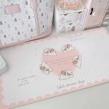 Leather Desk Pad Protector Pink Bunny Gradient Rabbit Love Mouse Pad Office Desk Mat Waterproof Non-Slip PU Desk Blotter Pad Gaming Esports User Y2K KOREAN INS - View 7