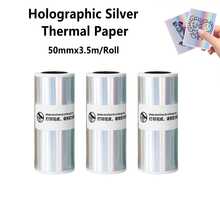 3 Rolls Holographic Silver Thermal Sticker Paper – 50mm*3.5m Mini Printer Compatible With T02/M02/Q02E/T02 Pro/D20/D21, Perfect For Bullet Journals, DIY Planner Stickers, Photos, Notes & Creative Projects - View 9