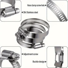 Kit Fitting Penjepit Pipa Baja Tahan Karat Tugas Berat 25 buah dengan Konektor Heliks (Berulir) Baut/Galled, Rentang Ukuran yang Dapat Disesuaikan (25/64' hingga 2-3/4') untuk Sistem Perpipaan, Otomotif, HVAC - Aplikasi Bahan Bakar, Air, dan Tabung - A - View 10