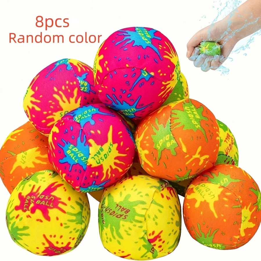 1/4/8pcs Practical Vibrant Multicolor Splash Reusable Water Balloons Fabric Splash Balls Water Bombs Soft Absorbent Cloth For Swimming Pool Party Beach Game Backyard Water Fight Summer Outdoor Sports Toy