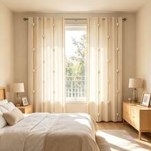 2pcs Pearl String Printed Curtains, Soft Light, Protect Privacy, Using Pocket Pole Installation Curtains Suitable For Living Rooms, Kitchens, Bedrooms, Study Rooms, Balconies, Hotels, Restaurants, Apartments, Home Decor - Multicolor - View 5