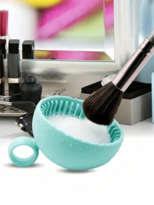 1pc Silicone Makeup Brush Cleaning Bowl, Durable Silicone Brush Pad, Suitable For Cleaning Eyebrow, Blush, Foundation And Eyeshadow Brushes - Multicolor - View 12