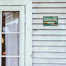 1pc Vintage Metal Smoking Area Sign, Size 12X8 Inches (30X20cm) - Features Rustic Blue Wall Art With Aged Appearance And Smoke Pattern - Durable Decor Suitable For Indoor Or Outdoor Use In Bars, Cafes, Etc. - Multicolor - View 3