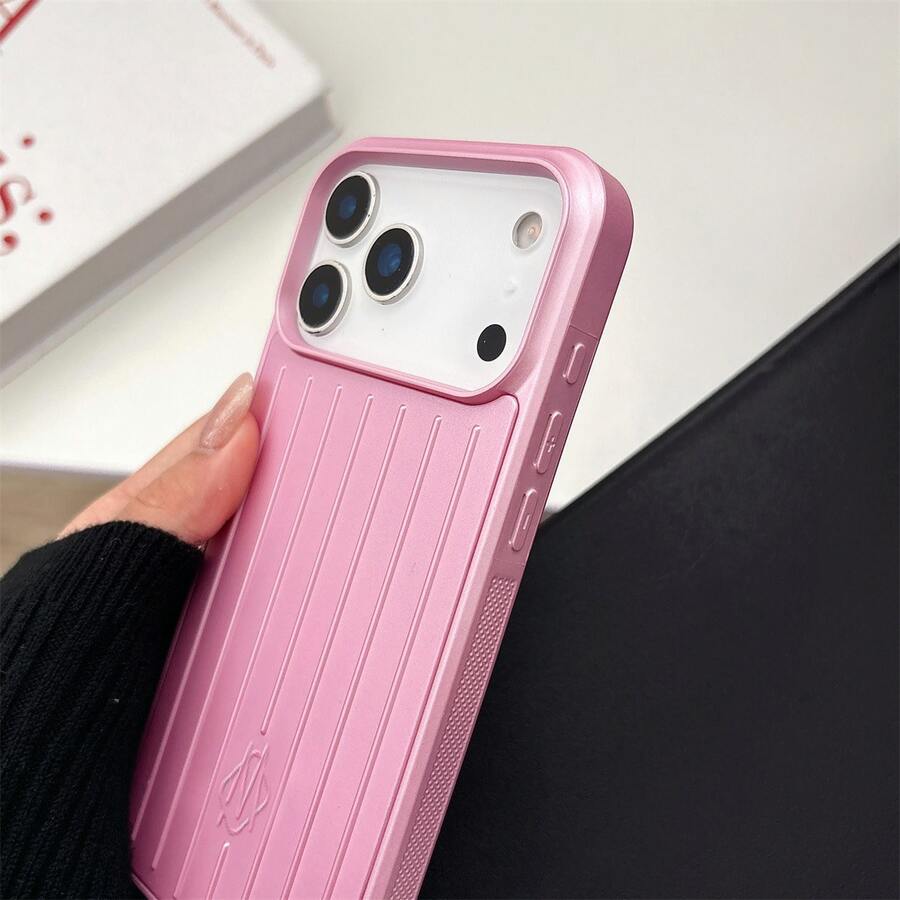 DECOPHONE Borde texturizado antideslizante lateral mejorado, viene con maleta rosa Demela y funda protectora para teléfono. Compatible con teléfono Apple 17 Pro Max. Cuenta con función antideslizante mate, diseño de cobertura completa de lente 16 Pro y funda protectora premium 15 Pro Max. - Rosa - Ver 1