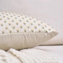 1pc Beige-Yellow Luxury Sofa Cushion Cover, Vintage Floral Jacquard Chenille Fabric, Soft Decorative Pillowcase For Sofa, Bed, Bedroom, Living Room, Cafe, Showroom, Home Decor, Daily And Holiday Occasions, Suitable For All Seasons, Pillow Insert Not Included - Beige-yellow - View 5