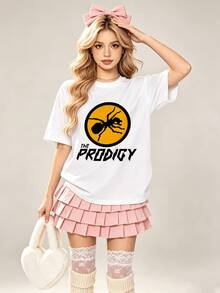 Damen Sommer Lässig Weich Rundhals Kurzarm T-Shirt, The Prodigy Ameisen Logo Muster Grafik Geeignet für Frühling Sommer. Weiß - Weiss - Übersicht 10