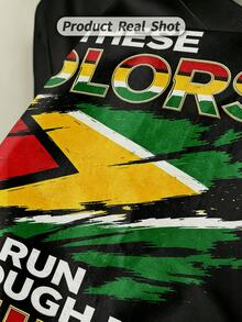 Women's Summer Casual Soft Round Neck Short Sleeve T-Shirt,Guyana Flag Pride Print Graphic Suitable For Spring Summer.Black - Black - View 3