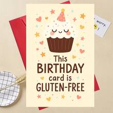 1Pc Cute Gluten Free Birthday Card With Cupcake And Celiac Disease Friendly Design - Soft Colors, Hearts, And Confetti, Suitable For Those With Celiac Disease/Gluten Intolerance - Perfect For Friends, Family, And Colleagues - Celiac Disease Awareness Gift, Birthday Party Invitation, Fun And Healthy Questions, With Playful Cupcake And Heart Patterns, Suitable For Special Occasions, Comes With A Matching Envelope For Easy Mailing - View 8