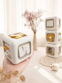 6-Sided Cube Fidget Toy, Sensory Educational Activity, Finger Training Toy, White, ABS Material, Suitable For Children, Birthday Gift For Boys And Girls - White - View 3