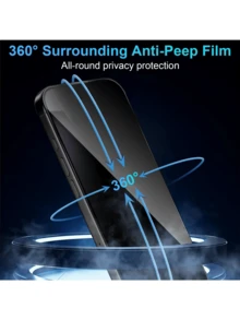 CASECOPS 2片裝 360° 4向防窺螢幕保護貼，相容於 17 Pro Max [6.9 吋]、17 Pro/17 Air/16 Pro Max/15/14/13/12/11/X 系列。全覆蓋防窺 9D 鋼化玻璃膜。9H+ 鋼化玻璃，安裝簡單，相容於手機殼。防指紋、防刮、防油、無氣泡、防塵。Face ID 靈敏，4向 360° 全方位防窺保護 - 360防窺 - 查看 7