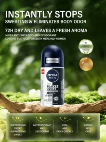 Nivea 清爽止汗露，雙鋅薄膜技術，360°滾珠設計，液體乳液質地，72小時長效異味控制，清爽不黏膩，防止黃漬，無殘留，透氣，從源頭阻汗 - 白&黑清爽型 - 查看 3