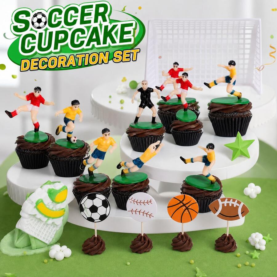 Búp bê ngón tay hình cầu thủ bóng đá World Cup, đồ trang trí bánh kem, que xiên bánh, đồ trang trí bánh sinh nhật, phụ kiện trang trí tiệc cho người hâm mộ bóng đá. - Xem 1