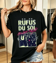 Women's Short-Sleeved T-Shirt RUFUS DU SOL 100% Cotton Electronic Music - Black - View 1
