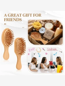 20 Pack Mini Bamboo Hair Brush Bulk Wooden Travel Small Detangling Scalp Massage Brush For Wedding Guest Gifts Bridal Shower Bridesmaid Proposal Favors - 10小方形+10小橢圓 - 查看 5