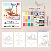 1 pieza Álbum de acuarela, Libro para colorear, Cuaderno de bocetos para pintar, Bloc de notas de acuarela - colores mezclados - Ver 13