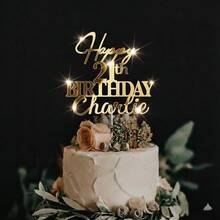 Personalized Birthday Cake Decoration Plaque With Name, Gold Acrylic Mirror Cake Topper, Happy 30th/40th/50th Birthday - F-first Birthday Cake Tag - View 3