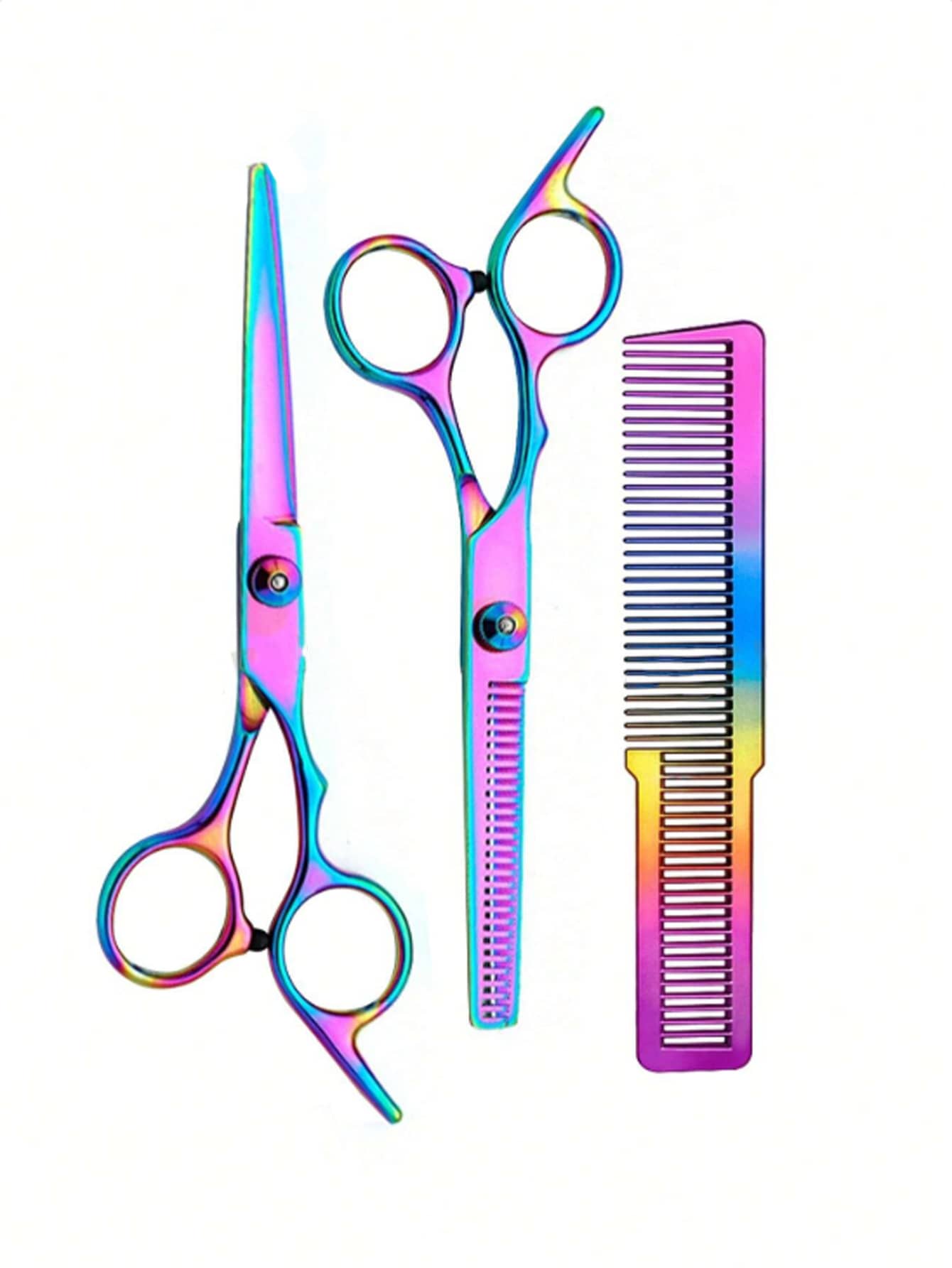 1pc/2pcs/3pcs Professional Hair Cutting Scissors Colorful Home Hairdressing Scissors Set Hair Thinning Scissors Stainless Steel Blade - Multicolor - View 1