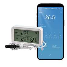 Medidor inteligente de temperatura y humedad WiFi con sensor de sonda externa, compatible con control remoto de APP de hogar inteligente, compatible con Tuya SmartLife, Alexa - Ver 1