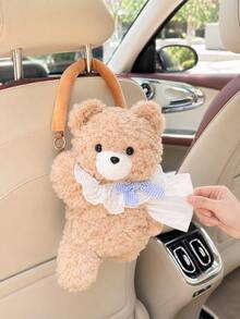 Tissue Box Car Storage, Beautiful Car Decor, Tissue Box Cover Plush Tissue Box Holder For Car, Home, Decorative Holder Organizer For Vanity Countertop, Nightstands, Office Desk-Bear, Car Essential Car Stuff, Practical Internal Car Accessories - A - View 16