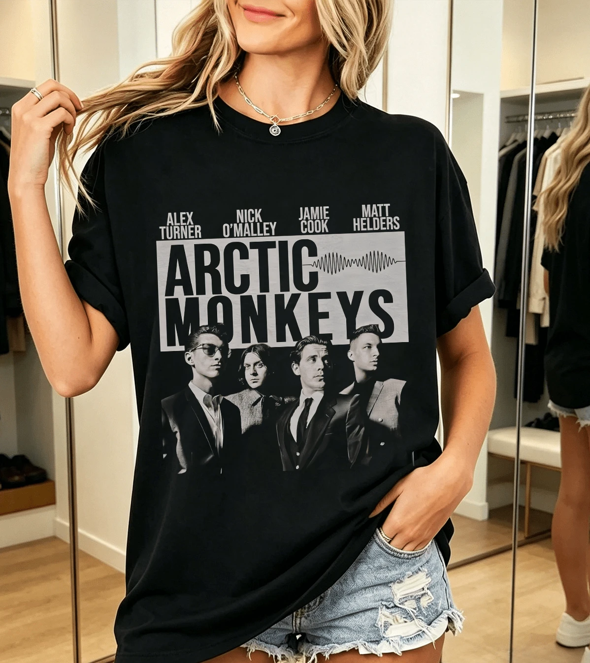 Arctic Monkeyss T-Shirt 100% Cotton Group Photo - Black - View 1