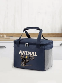 1pc Cartoon Car Pattern Insulated Lunch Bag, Handheld Lunch Box, Essential For Work And School - one-size - View 6