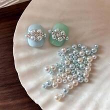 12 Grids 3D Colorful Pearl Nail Art Charms, Spring Summer Mixed Pastel Candy Colors Round Pearls Beads, 3D Flatback Pearls For DIY Nail Decoration, Jewelry Making & Crafts - Multicolor - View 5