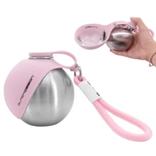 285ml Large Capacity Pet Water Bottle With Leak-Proof Travel Cup And Foldable Bowl, Spill-Proof Lid, Portable Design, Suitable For Cats And Dogs, Essential For Outdoor Adventures, Available In Pink/Blue, Multiple Patterns Or Solid Colors - Multicolor - View 2