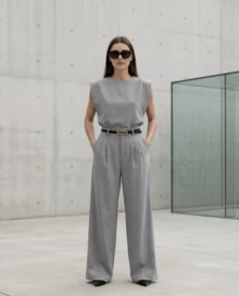 Women Two-Piece Outfits - Light Grey - View 1