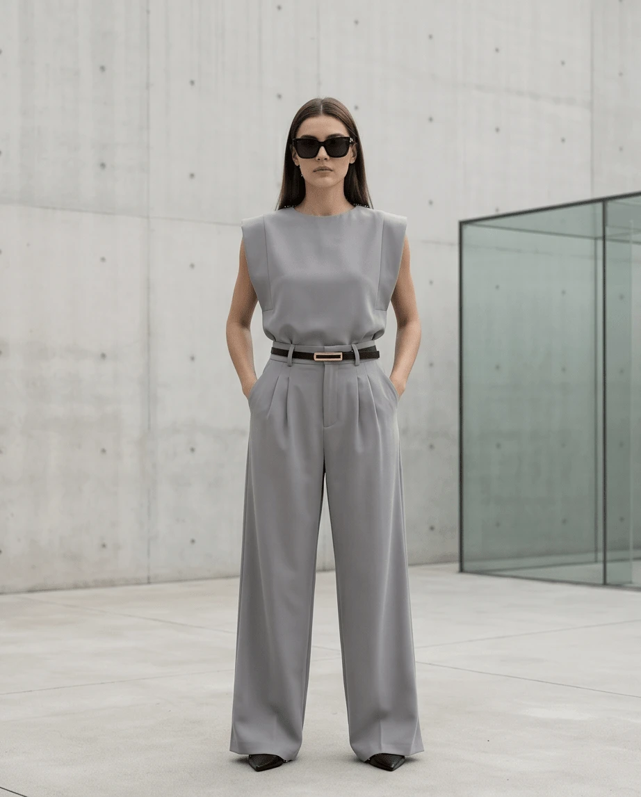 Women Two-Piece Outfits - Light Grey - View 1