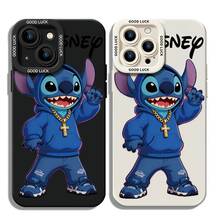 Disney Lilo & Stitch Stitch Phone Case, Streetwear‑Style Stitch Character Print With Hoodie, Gold Chain & Sneaker Design & Disney Logo, Shockproof TPU Protective Back Cover For IPhone 15 14 13 12 Pro Max, Disney Stitch Phone Case For IPhone 17, 16, 15, 14, 13, 12, And 11 Pro ,Galaxy S22 ,S23,S24,S25 Models. A Fun Gift For Family, Friends, Birthdays, Holidays, And Special Occasions. - 黑色 - 查看 1