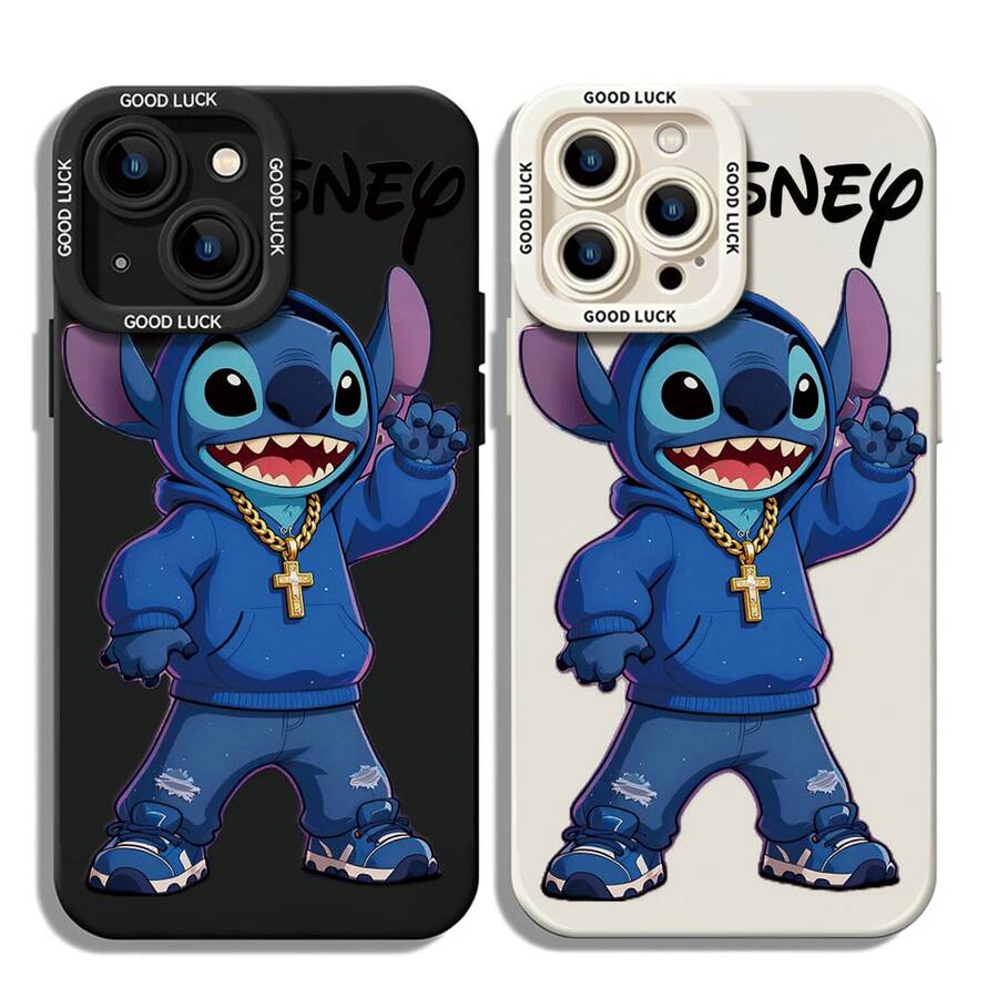 Disney Lilo & Stitch Stitch Phone Case, Streetwear‑Style Stitch Character Print With Hoodie, Gold Chain & Sneaker Design & Disney Logo, Shockproof TPU Protective Back Cover For IPhone 15 14 13 12 Pro Max, Disney Stitch Phone Case For IPhone 17, 16, 15, 14, 13, 12, And 11 Pro ,Galaxy S22 ,S23,S24,S25 Models. A Fun Gift For Family, Friends, Birthdays, Holidays, And Special Occasions. - 黑色 - 查看 1