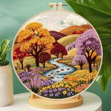 Kit de bordado DIY de paisaje natural, incluye aro de bordado, decoración hecha a mano, regalo de decoración del hogar - multicolor - Ver 6