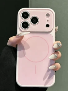 Luxury Liquid Silicone Candy Color Camera Protection + Matte Back Ultra-Thin Phone Case Compatible With IPhone 17 ProMax 17Pro 17 16 14 13 Pro Max Solid Color Soft Back Cover - Pink - View 4