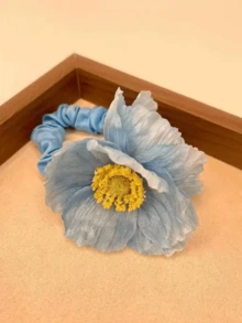 1個罌粟花迷你髮圈，優雅布料髮帶配件馬尾彈力橡皮筋 - 彩色 - 查看 7