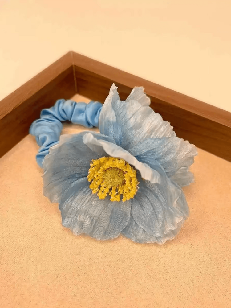 1個罌粟花迷你髮圈，優雅布料髮帶配件 - 彩色 - 查看 7