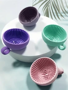 1pc Silicone Makeup Brush Cleaning Bowl, Durable Silicone Brush Pad, Suitable For Cleaning Eyebrow, Blush, Foundation And Eyeshadow Brushes - Multicolor - View 10