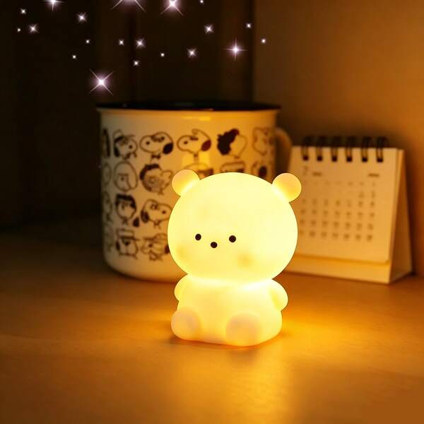 1개 귀여운 곰 야간 조명, 배터리 구동 테이블 램프 침실 조명, 침실, 거실에 적합, 정교한 데스크톱 장식, 여자친구, 가족, 동료 및 친구를 위한 세심한 깜짝 선물, 어머니날 선물, 생일 선물