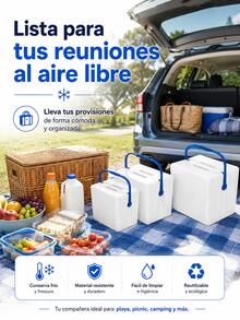 Caja isotérmica portátil blanca y ligera, con capacidad de 13 L/21 L/31 L, mantiene las bebidas calientes o frías, es fácil de transportar y una práctica nevera portátil para exteriores, ideal para familias, acampadas, picnics, etc.Caja isotérmica reforzada con asa, perfecta para viajes a la playa, pesca, acampada y conservación de alimentos y bebidas.Caja isotérmica para refrigeración en exteriores. - Blanco - Ver 6