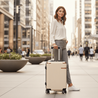 Mala de Viagem Pequena e Média 10kg/18kg ABS Rígida com Rodinhas 360° e Zíper Expansível